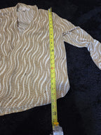 Michael Kors Blouse Gold Chain Link Print Wrap V-Neck Stretch Top L Gently Used