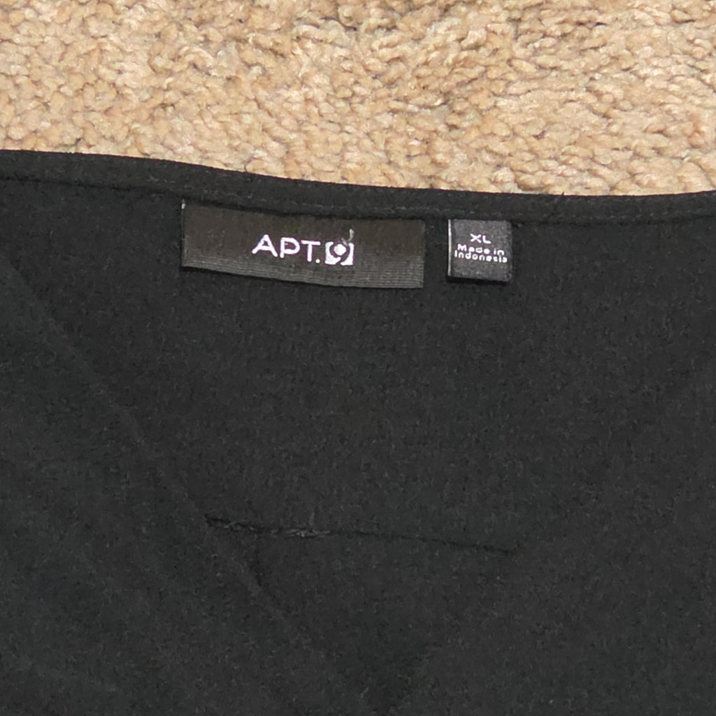 Apt 9 Black Blouse Womens XL V-Neck Roll Tab Sleeve Lightweight Shirt Casual Top