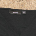 Apt 9 Black Blouse Womens XL V-Neck Roll Tab Sleeve Lightweight Shirt Casual Top