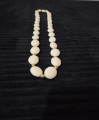 Vintage Cream Lucite Bead Necklace Graduated Flat Oval Disc Chain 32" No Clasp