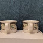 Set of 2 Mikasa Intaglio GARDEN HARVEST Cups | CAC29 8oz Flat Mugs | Vintage 90s