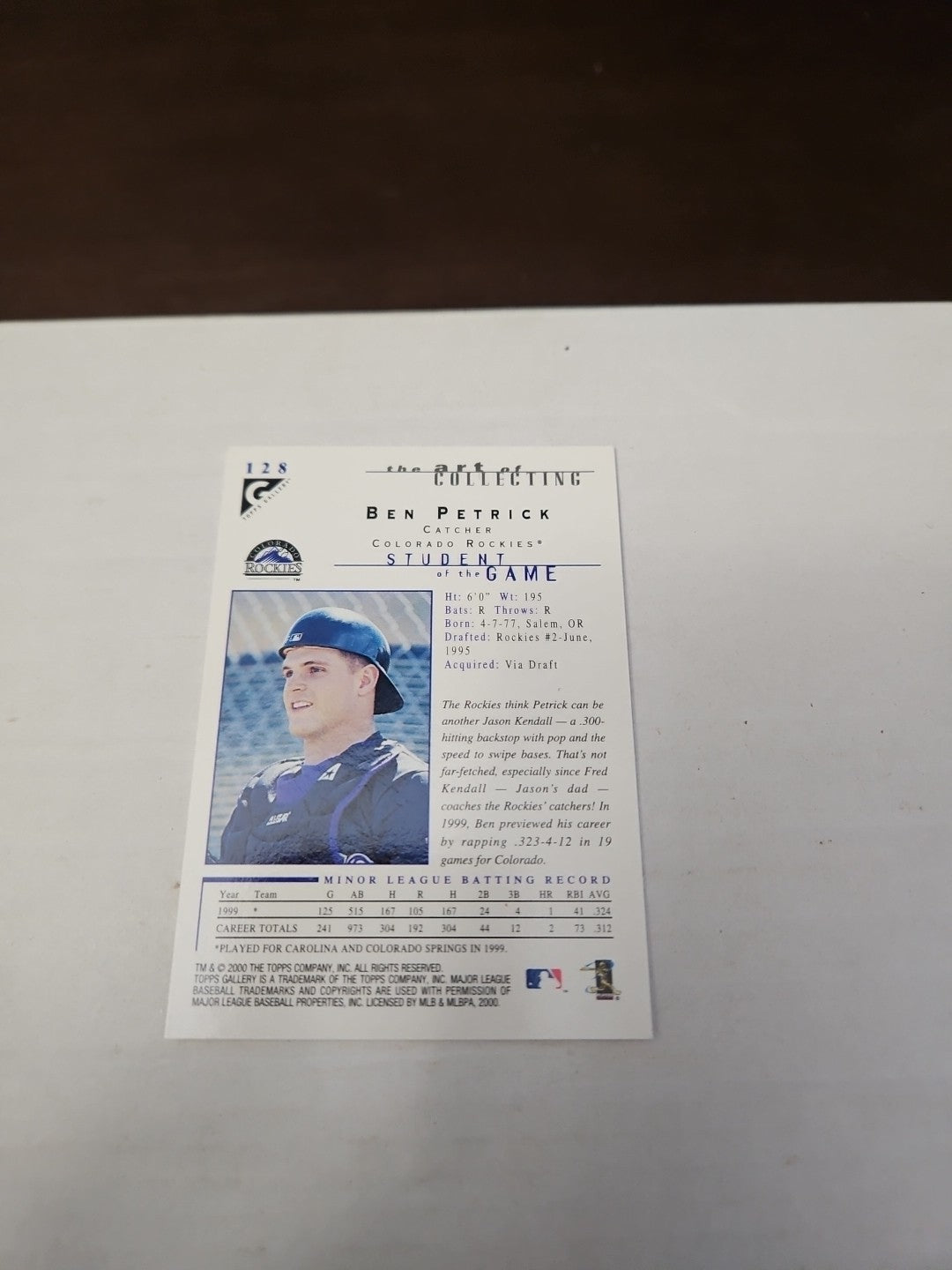 2000 Topps Gallery - Students of the Game Ben Petrick #128
