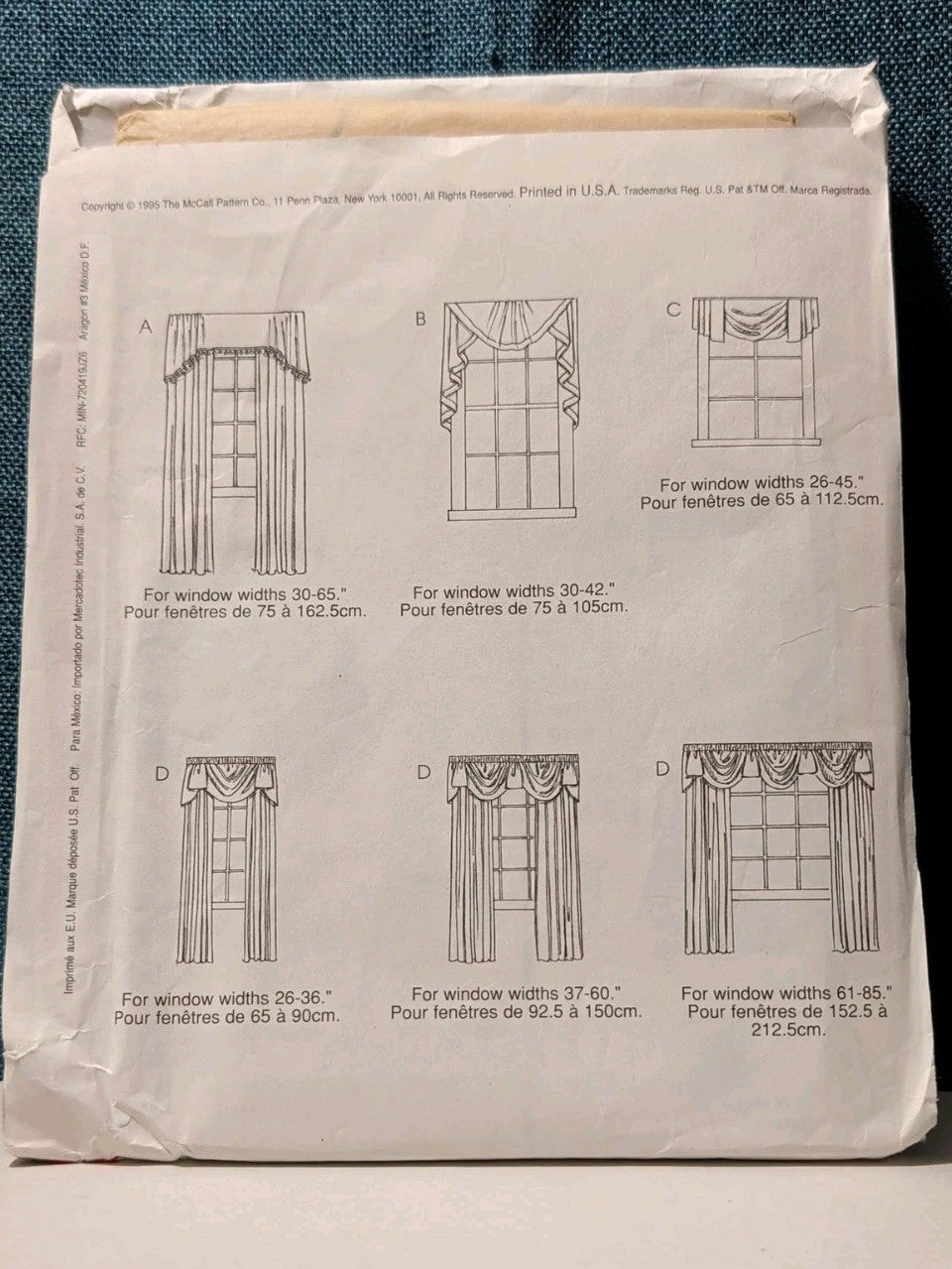 McCall's 8772 Window Valance Swag Topper Pattern 1995 Home Dec In a Sec UNCUT