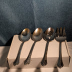 4 Pc ONEIDA Community ROYAL FLUTE Serving Set | Kenwood Meat Fork Spoons MCM