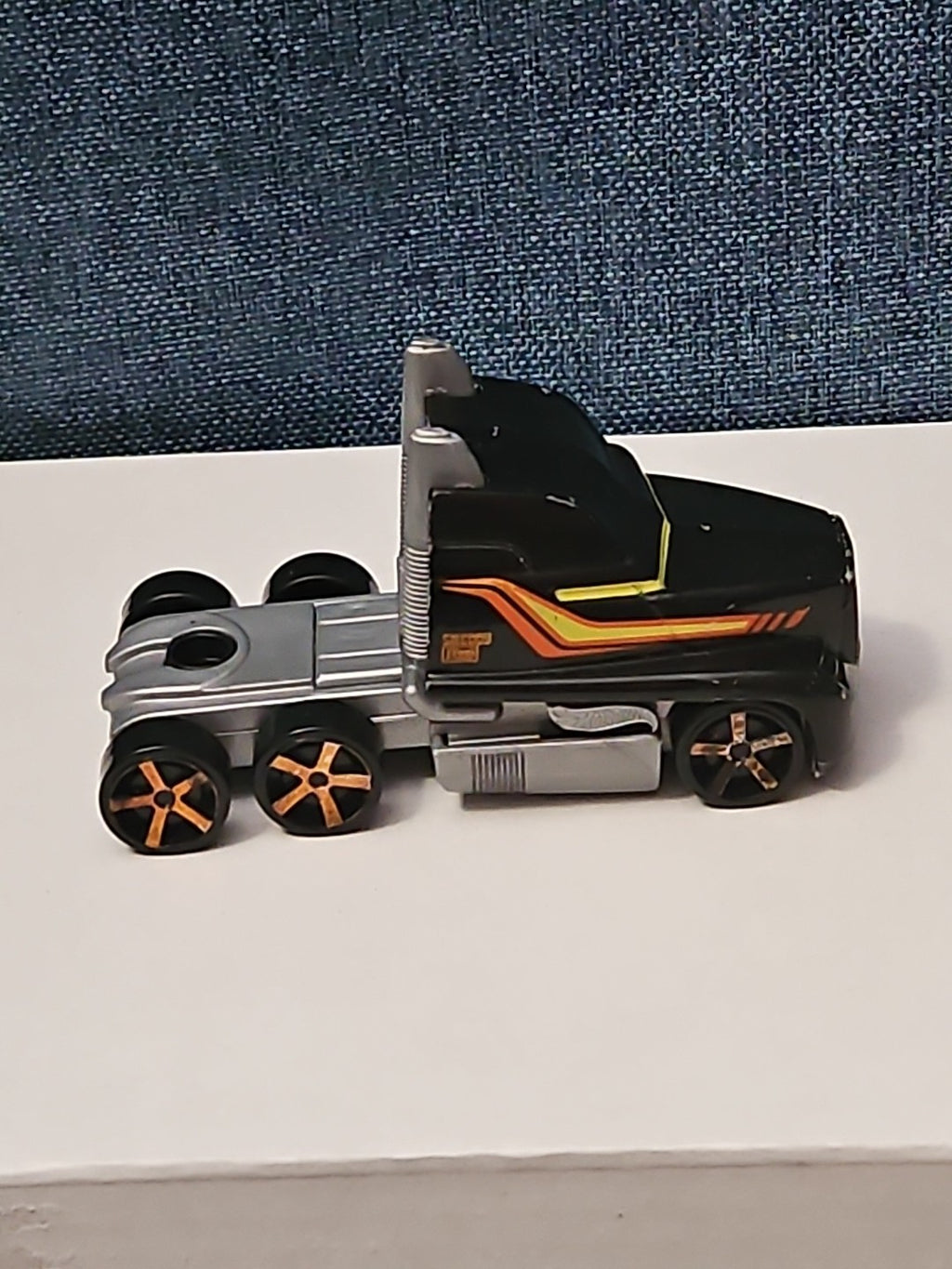 Hot Wheels Semi Truck Cab | Track Stars Black & Orange Racing Hauler