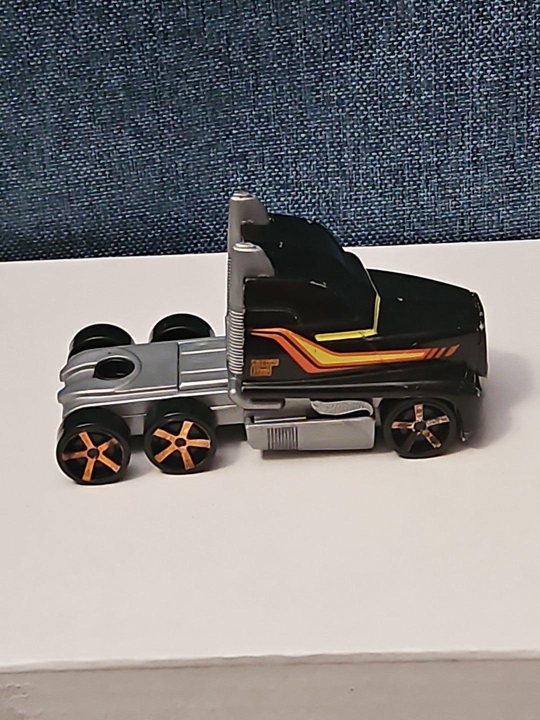 Hot Wheels Semi Truck Cab | Track Stars Black & Orange Racing Hauler