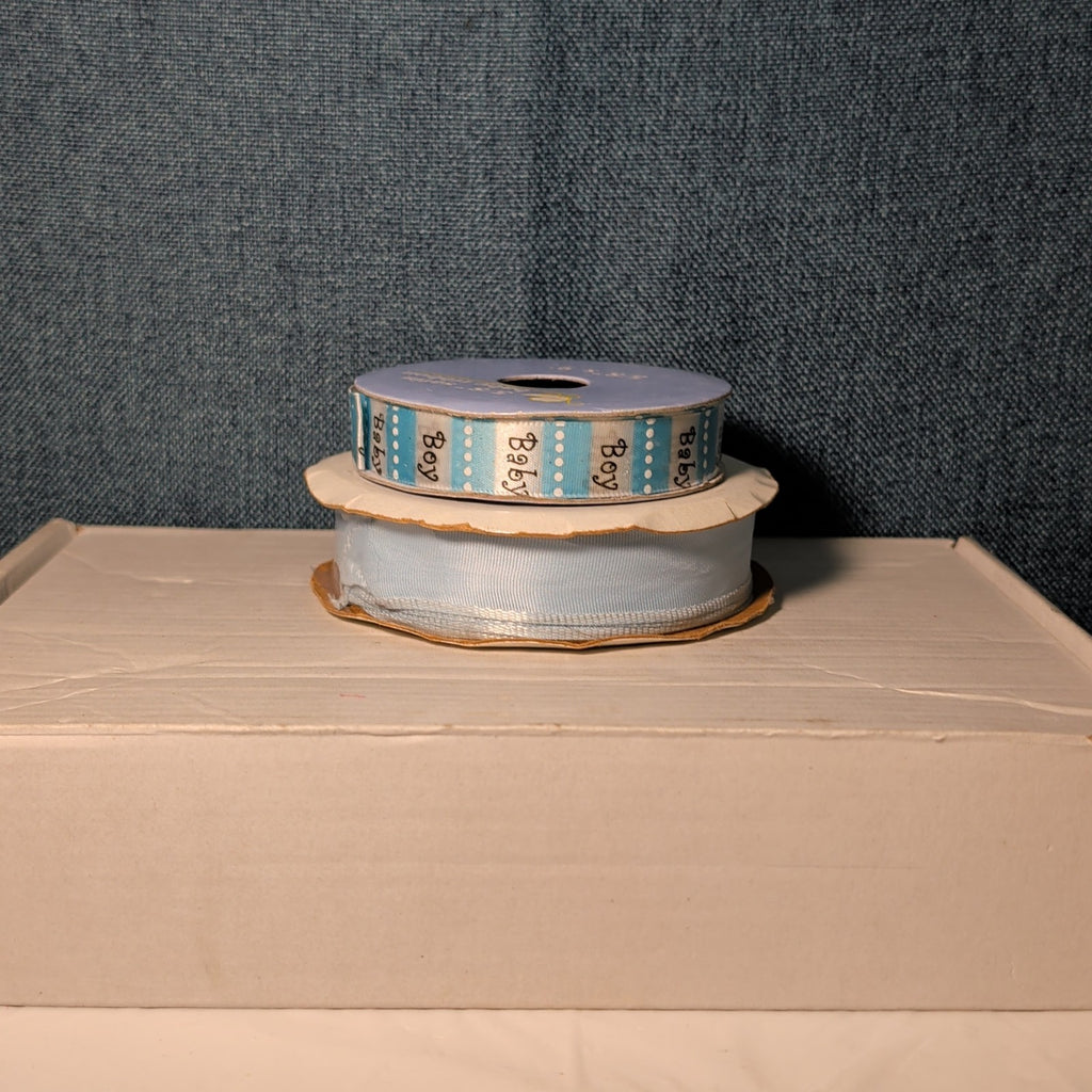 Mixed Ribbon Lot 11 Spools Satin Grosgrain Lace Wired Blue Green Yellow Fall