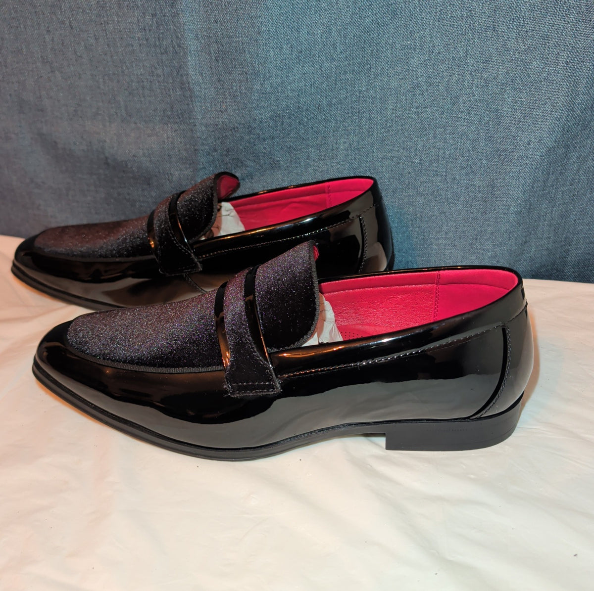 Bruno Marc Men Loafers Size 12 Tuxedo Velvet Patent Black Dress Shoes Slip On