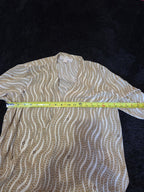 Michael Kors Blouse Gold Chain Link Print Wrap V-Neck Stretch Top L Gently Used