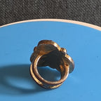 Red Gemstone Cluster Ring Gold Tone Statement Size 8.5