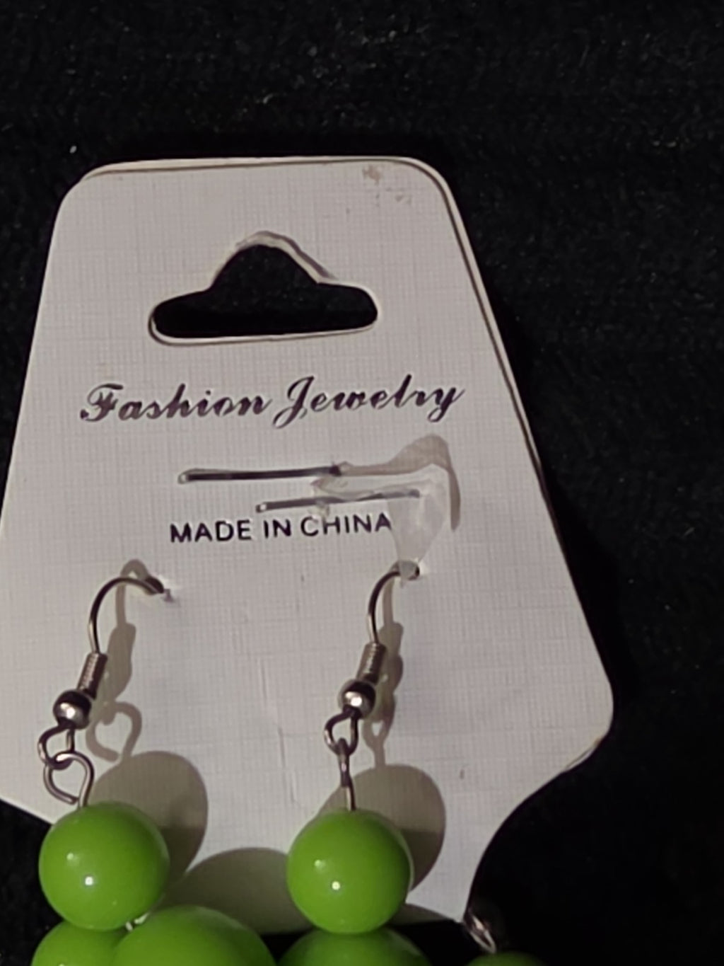 Chunky Bubblegum Bead Necklace Earring Set Green Retro New On Card