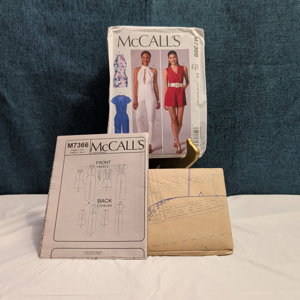 2016 McCall's M7366 Misses' Jumpsuit & Romper Sewing Pattern | Size 14-22 UNCUT