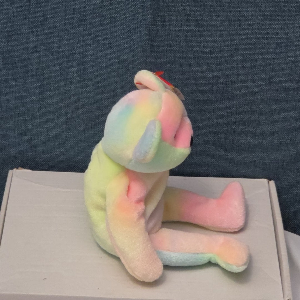 TY Beanie Baby B.B. BEAR The Birthday Bear 1999 | Pastel Tie-Dye | Mint Tags NEW
