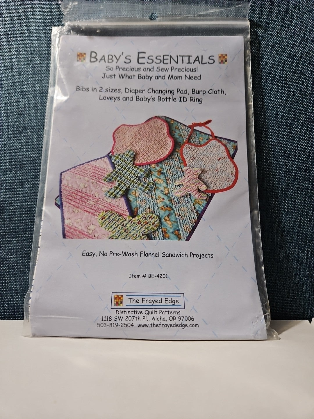 The Frayed Edge Baby's Essentials Pattern BE-4201 | Rag Quilt Flannel Bib Lovey