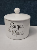 Ceramic Sugar Bowl with Lid | "Sugar & Spice"