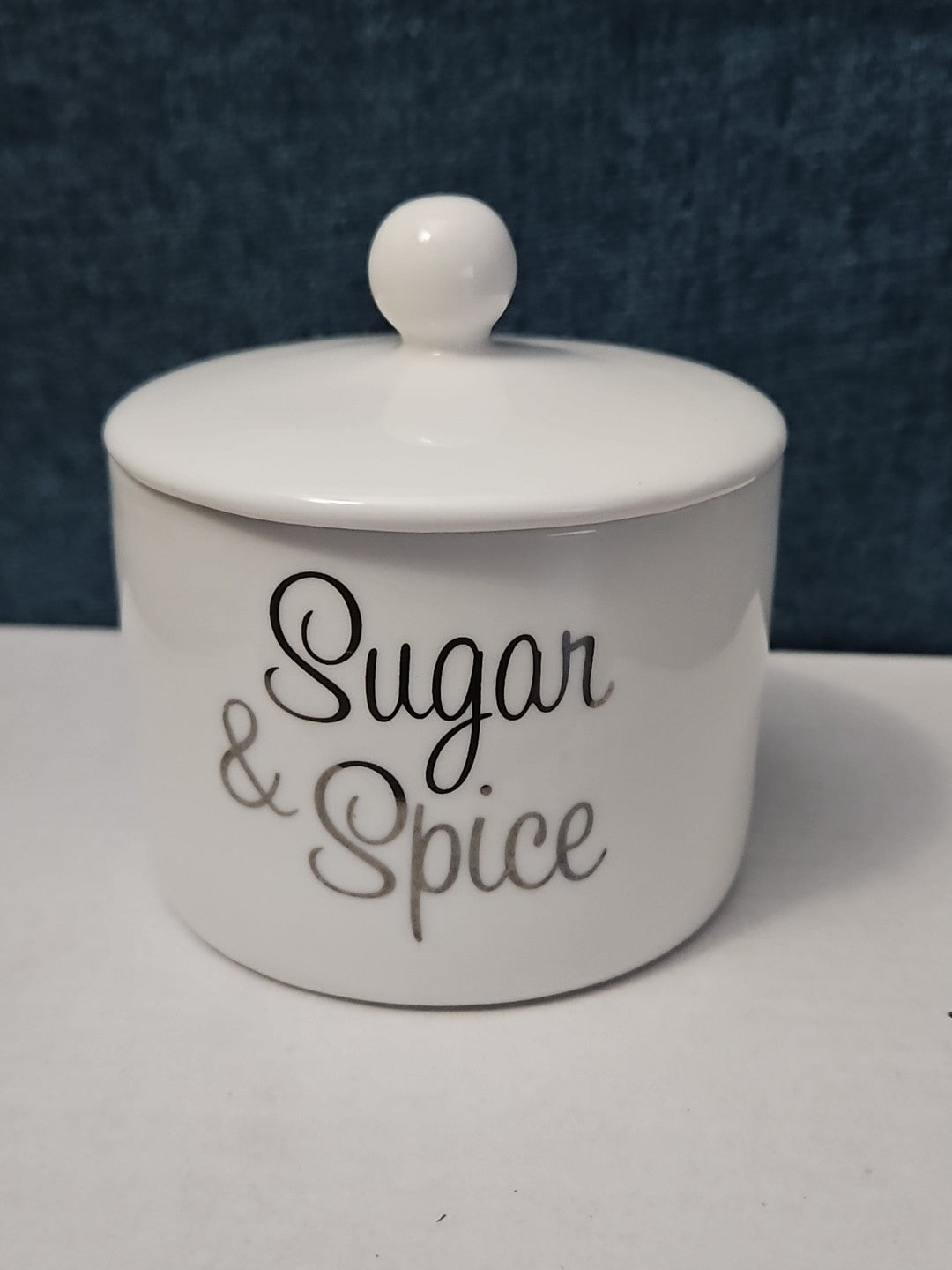 Ceramic Sugar Bowl with Lid | "Sugar & Spice"