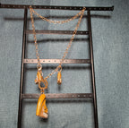 High Heel Shoe Pendant Necklace Gold Tone Rhinestone Y2K