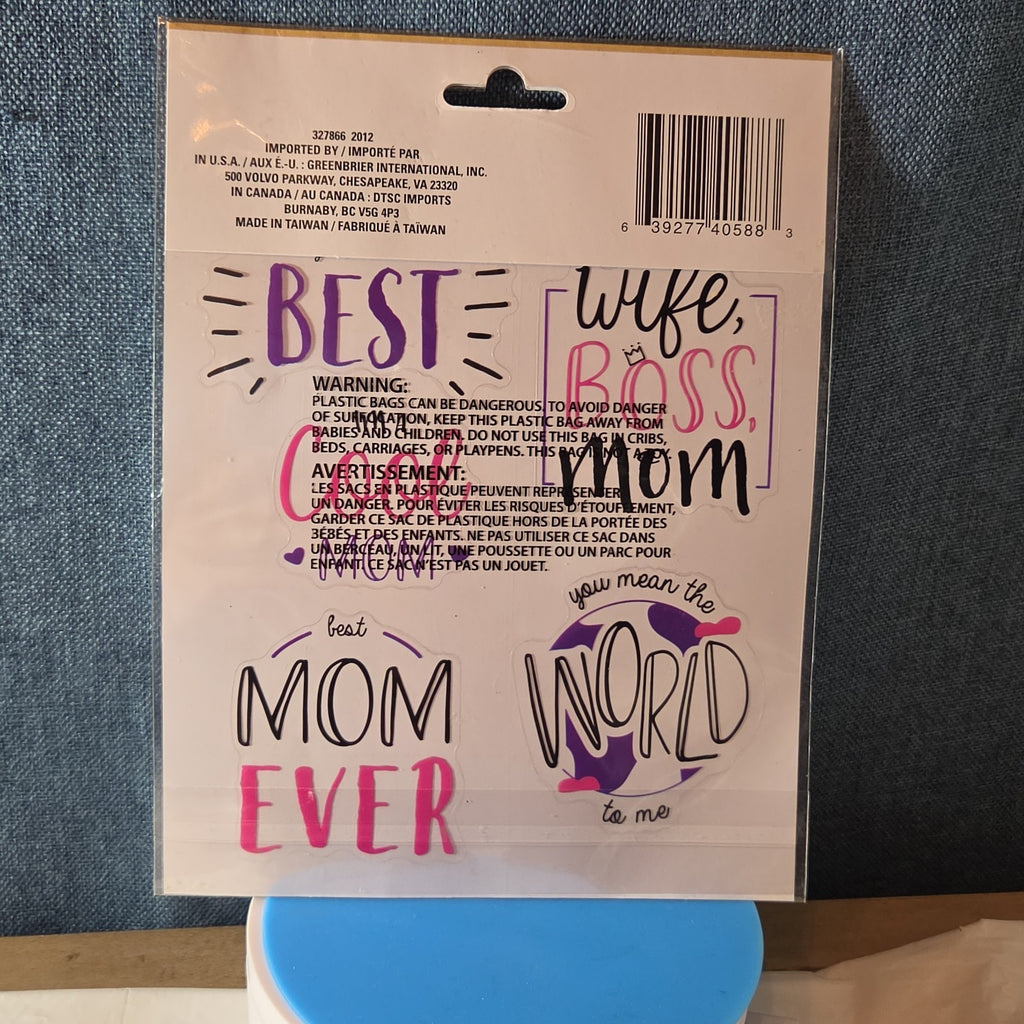 Crafters Square Mom Decorative Stickers 5pc Sheet