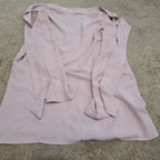 Anne Klein Blouse L Pink Tie Neck V-Neck Long Sleeve Career Top