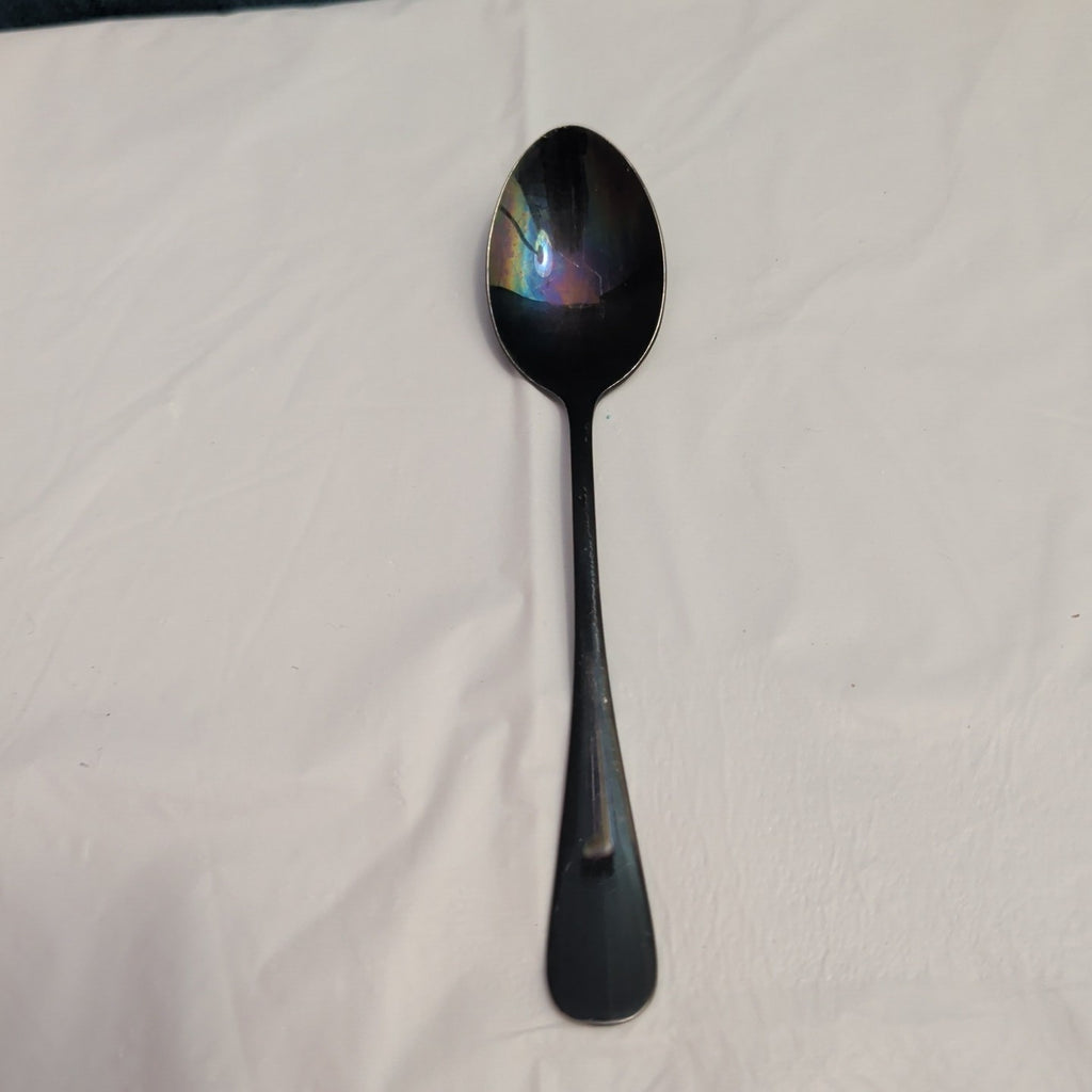 Set of 7 Black Stainless Steel Spoons 18/0 Modern Flatware Teaspoons Clean