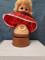 Vintage Heritage Doll Piggy Bank European Folk Costume Blonde Curls Aged Charm