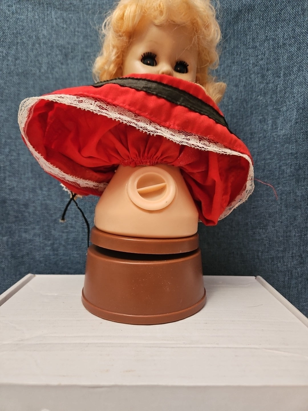 Vintage Heritage Doll Piggy Bank European Folk Costume Blonde Curls Aged Charm