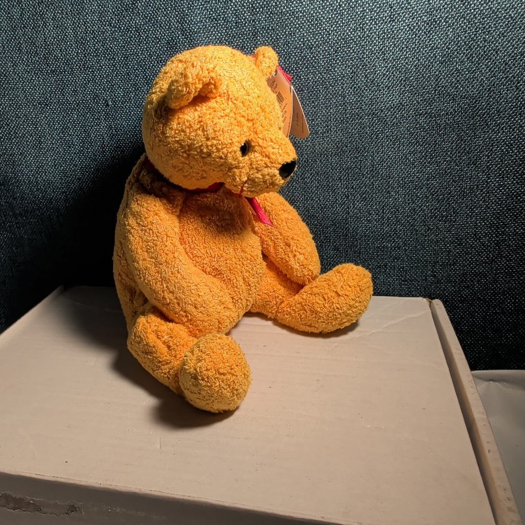 Ty Beanie Baby POOPSIE THE BEAR | 2001 Retired MWMT | Vintage Yellow Teddy Bear