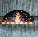 JB Snowman Half Moon Painted Metal Brooch 1996 Folk Art