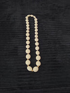 Vintage Cream Lucite Bead Necklace Graduated Flat Oval Disc Chain 32" No Clasp