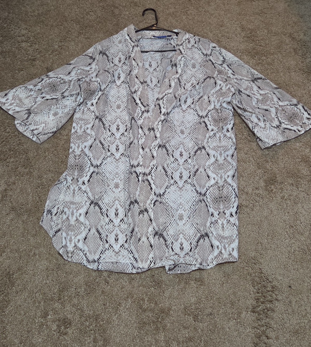 Apt 9 Snakeskin Kimono Cardigan Animal Print Top L/XL Gently Worn RN 73277