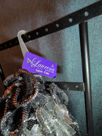 Laurena by LJL Metallic Lace Scarf Wrap Silver Black Ruffled Boho NWT 63x23