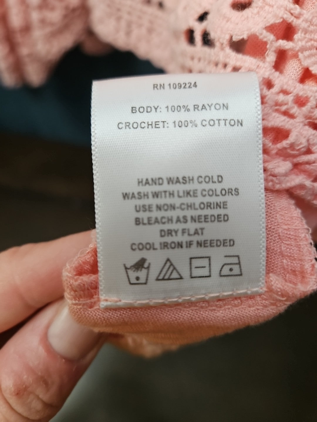 Indigo Soul Boho Tunic Top Large Pink Rayon Crochet Lace Sharkbite Hem Lagenlook