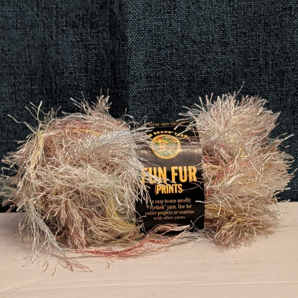 Lion Brand Fun Fur Prints Yarn 1 Skein Sandstone 225 Made in Italy Eyelash NOS