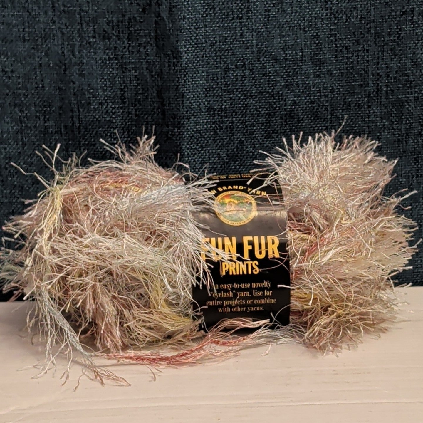 Lion Brand Fun Fur Prints Yarn 1 Skein Sandstone 225 Made in Italy Eyelash NOS