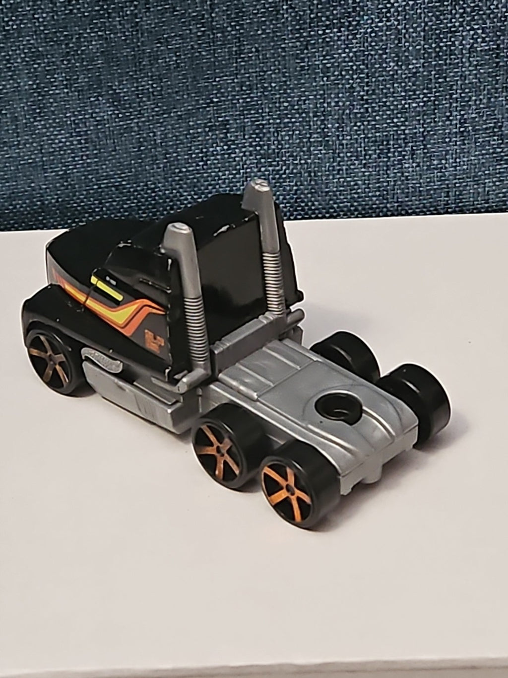 Hot Wheels Semi Truck Cab | Track Stars Black & Orange Racing Hauler