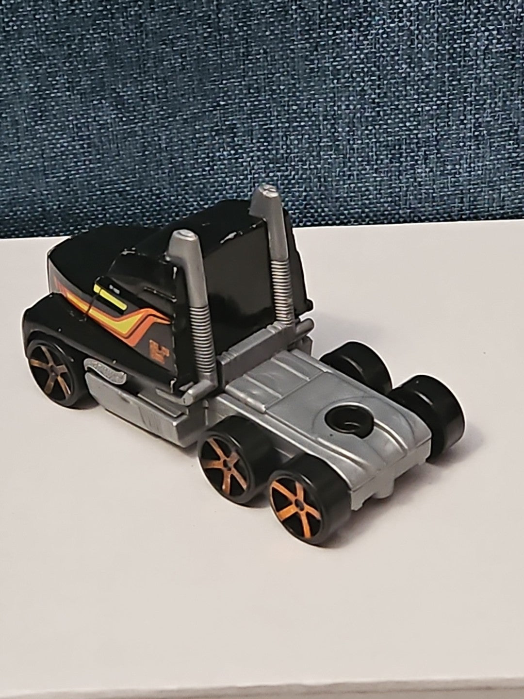Hot Wheels Semi Truck Cab | Track Stars Black & Orange Racing Hauler