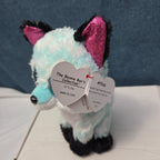 Ty Beanie Boos Atlas Aqua Chevron Fox 6" Plush Blue Glitter Eyes Retired MWMT