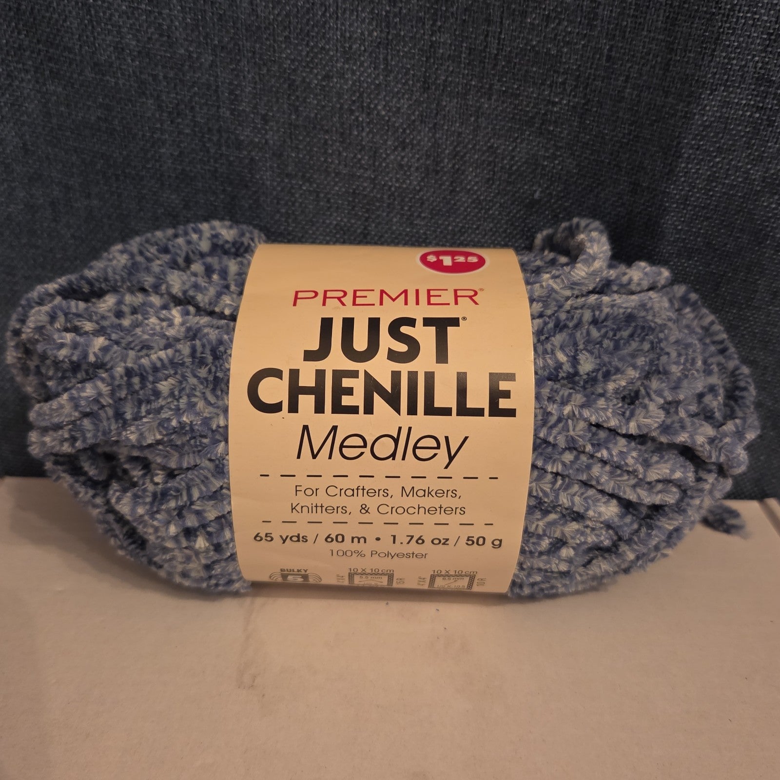 Premier Just Chenille Medley Yarn Navy Blue Lot 202 Bulky 5 Polyester