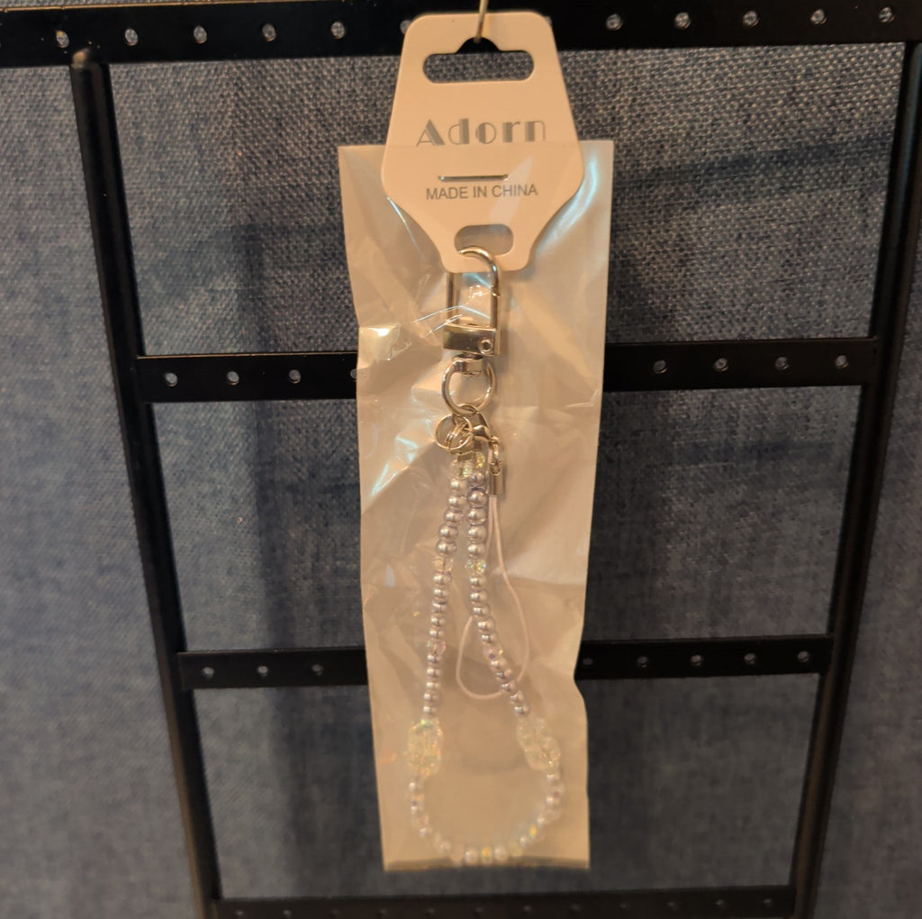 Adorn Beaded Phone Strap Charm Pearl Glass Crystal Y2K Keychain New Card