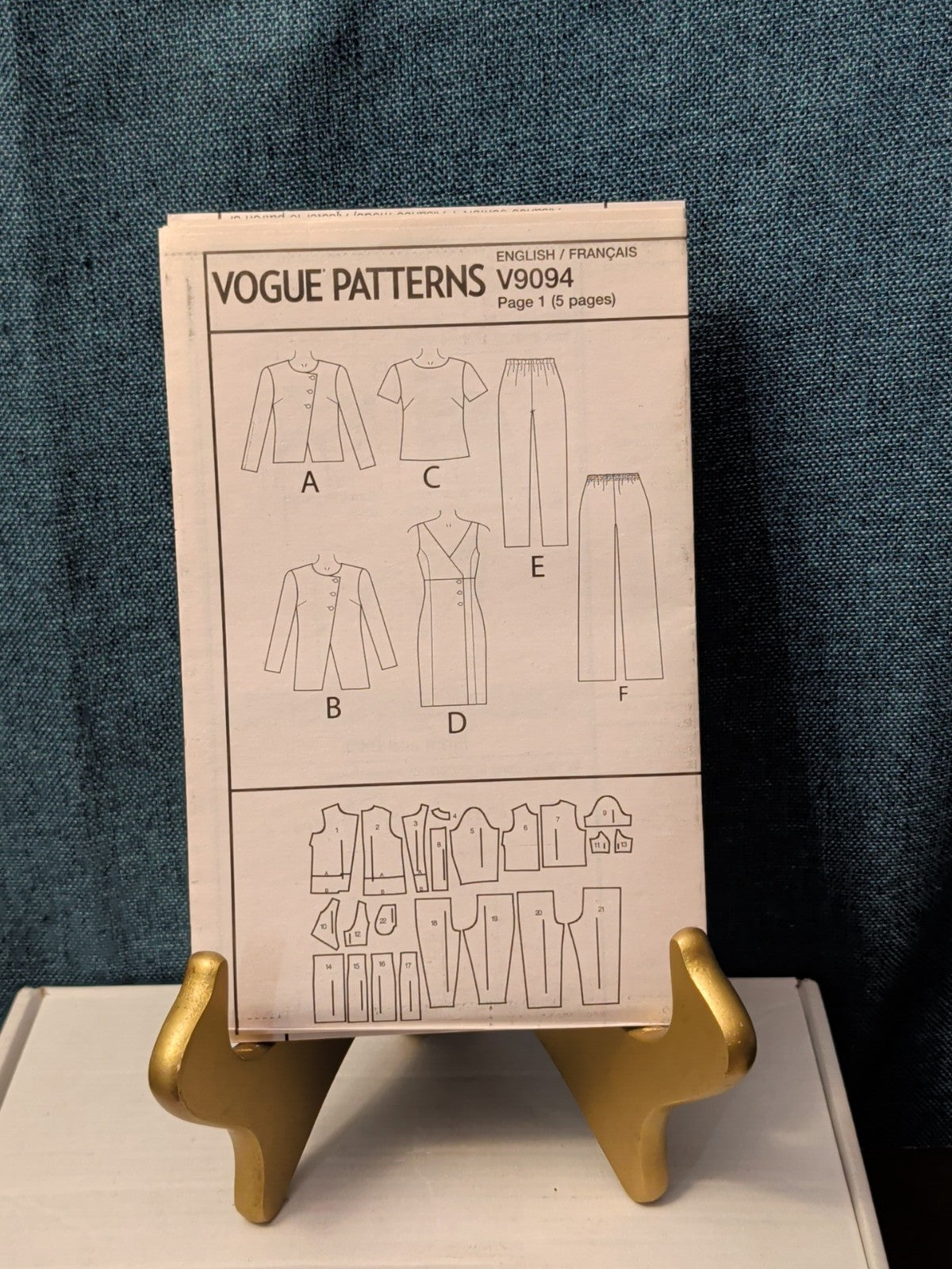UNCUT Vogue V9094 (VP954) Pattern Asymmetrical Jacket Dress Pants Wardrobe 16-24