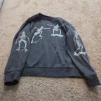 Old Navy Skateboard Skeleton Sweatshirt Boys L Grey Fleece Crewneck Preowned