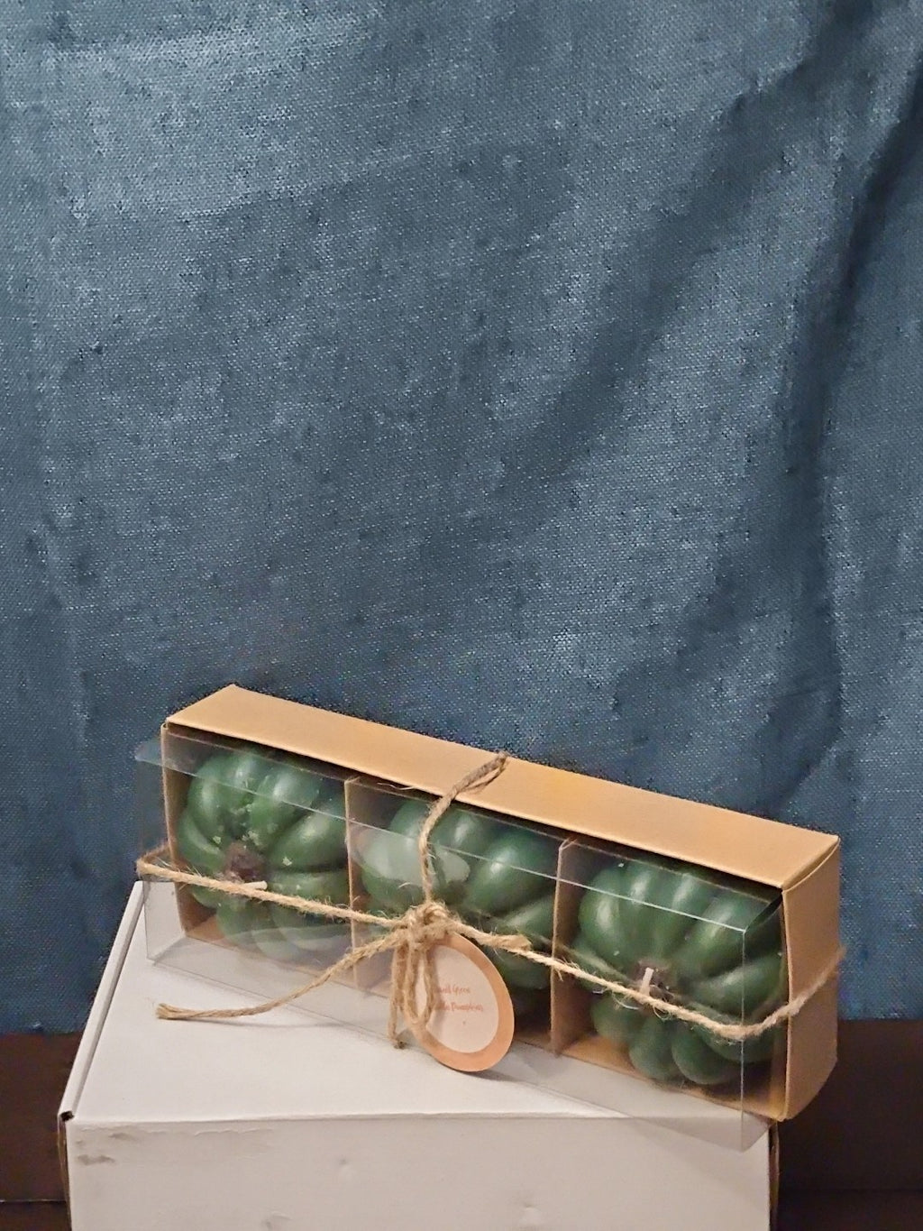 Set of 3 Green Pumpkin Candles | Vanilla Scented Molded Wax | Fall Farmhouse
