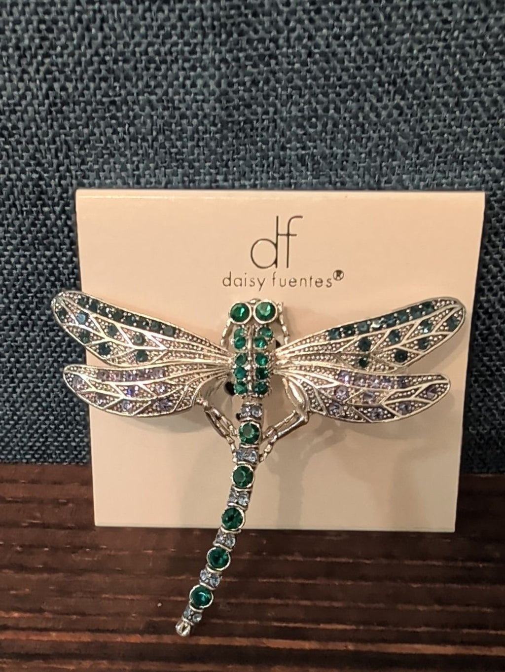 Daisy Fuentes Emerald Green, Sapphire Blue & Violet Dragonfly Brooch