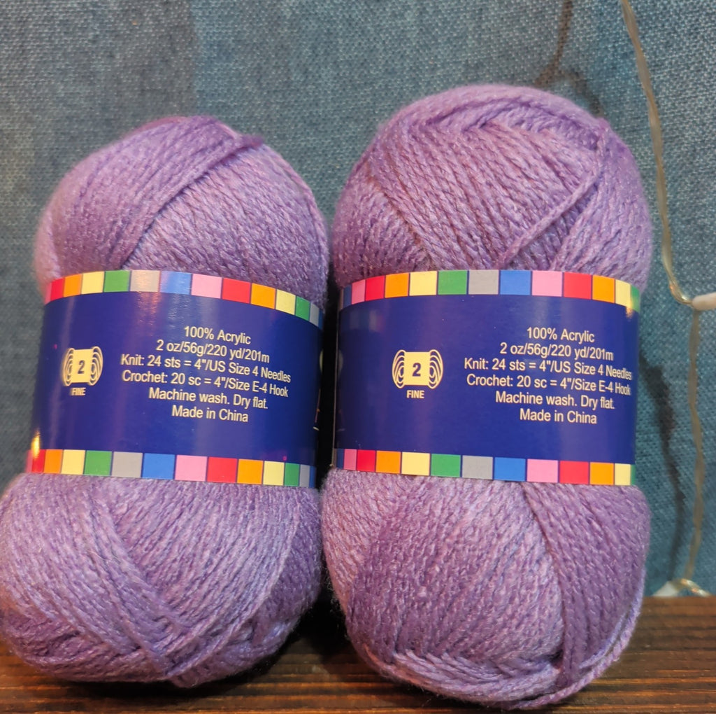 Herrschners Afghan Yarn 2 Ply Grape Frost Purple Acrylic 2 Skein