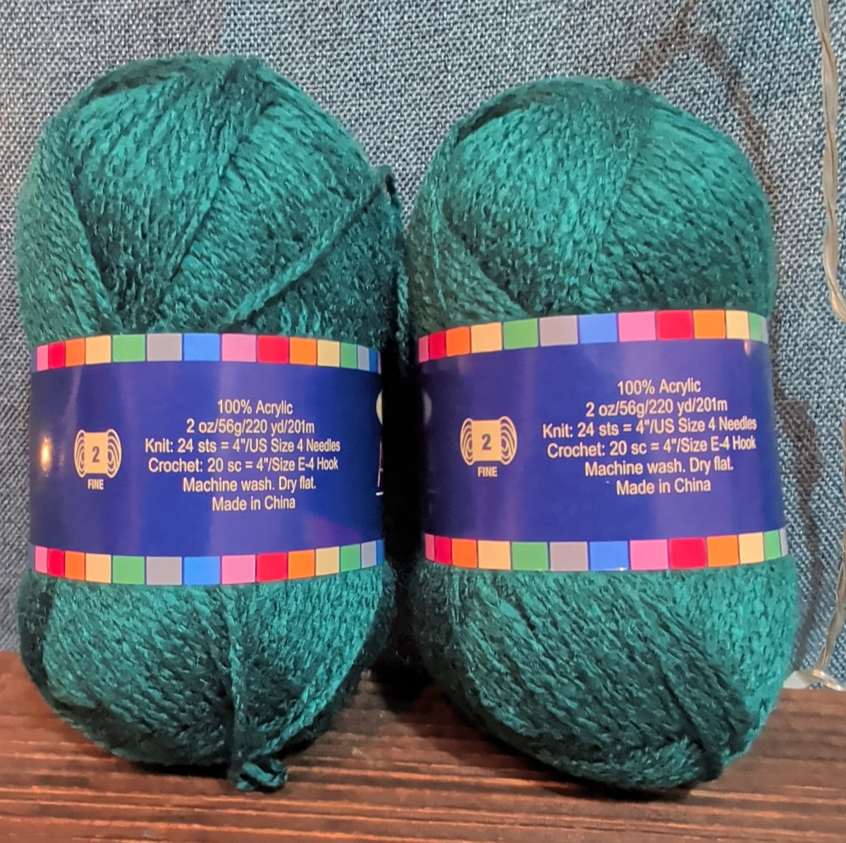 Herrschners Afghan Yarn 2 Ply Deep Teal Acrylic 2 Skein Lot