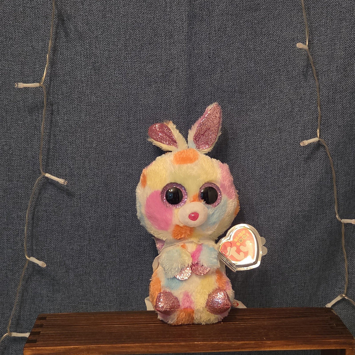 Ty Beanie Boos Bloomy Pastel Bunny Plush 6" Glitter Eyes Easter Bunny