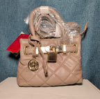 Studio Badgley Mischka Quilted Mini Tote Taupe Vegan Leather NWT