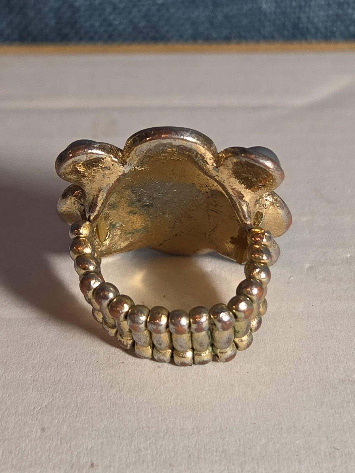 Sarah Coventry Pearl Rhinestone Flower Ring Vintage  Adjustable
