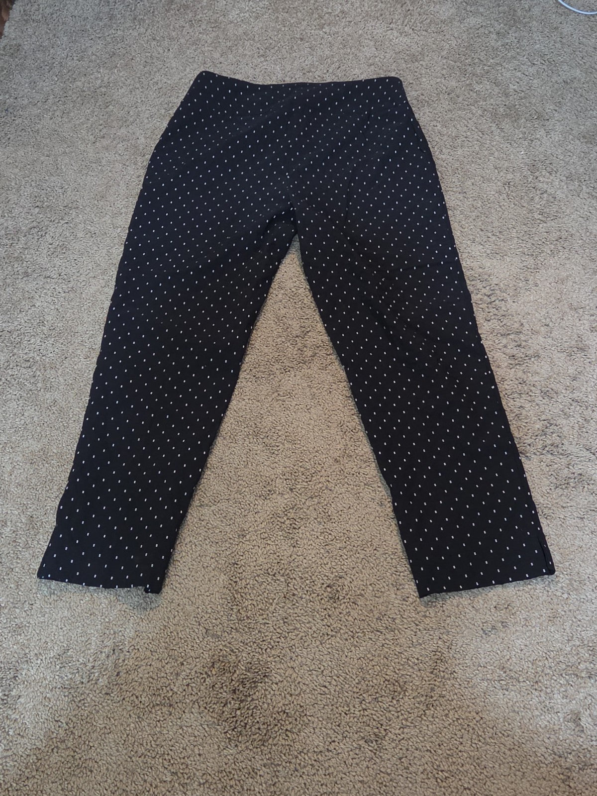 Zac & Rachel Pants 12 Black White Polka Dot Pull On Stretch