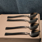 Set of 4 Hampton Silversmiths PORTFOLIO Glossy Spoons | 18/0 Stainless 208